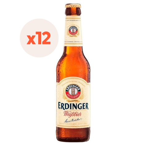12X Cerveza Erdinger Weissbier Botellín 5,3° 330Cc-0