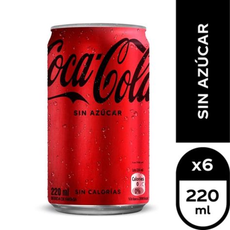 6x Bebida Coca Cola Sin Azúcar Lata 220cc-0