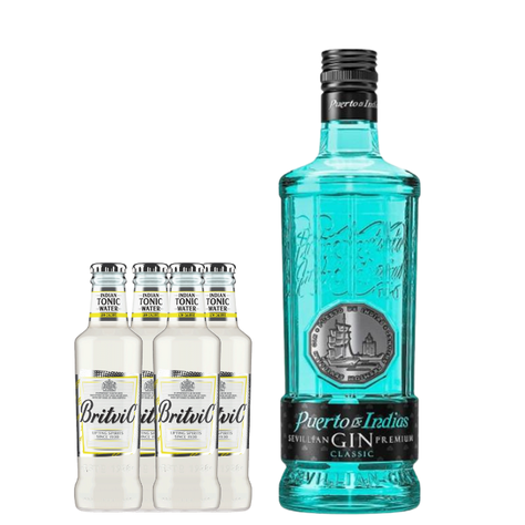 Gin Puerto de Indias 700cc + 4 Tónicas Britvic Low Calorie-0