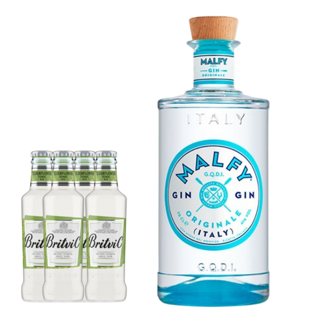 Gin Malfy Originale 750cc + 4 Britvic Elderflower 200cc-0