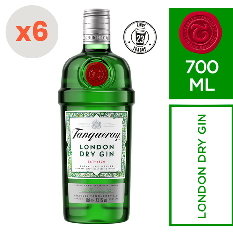 6x Gin Tanqueray London Dry Botella 700ml-0