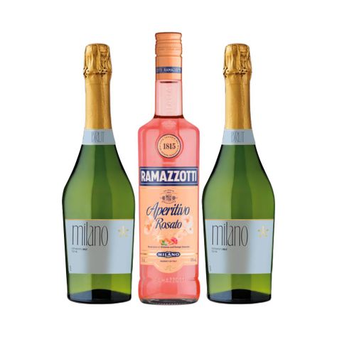 Licor Ramazzotti Rosato + 2 Espumantes Milano Brut 750cc-0