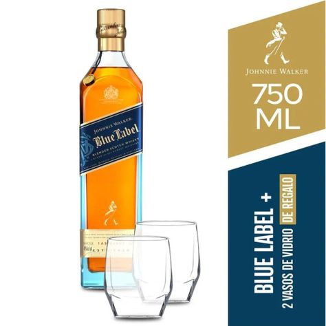 Whisky Johnnie Walker Blue Label 750cc + 2 Vasos de Regalo-0