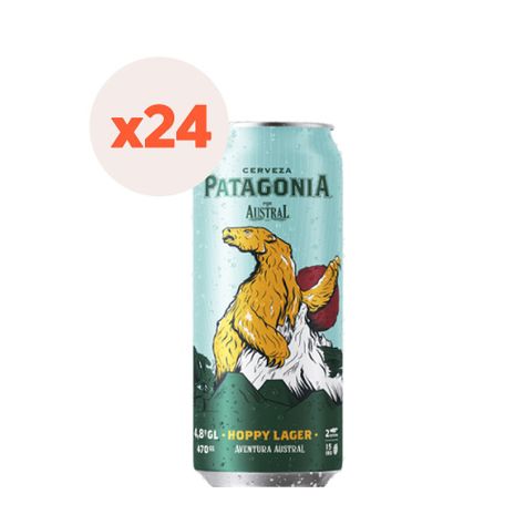 24X Cerveza Austral Patagonia Hoppy Lager Lata 4,8° 470Cc-0