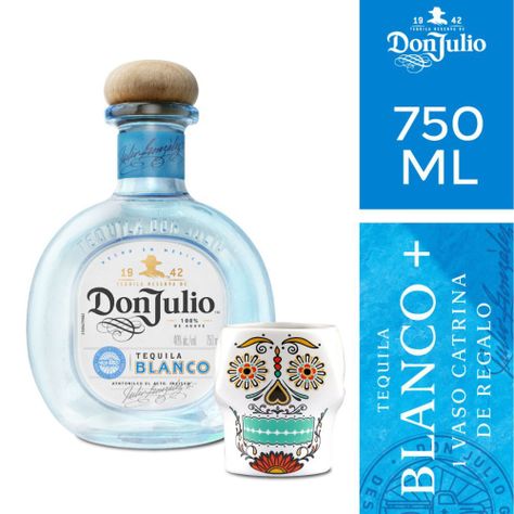 Tequila Don Julio Blanco 750cc + Vaso Catrina de Regalo-0