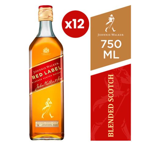 12x Whisky Johnnie Walker Red Label Botella 750ml-0