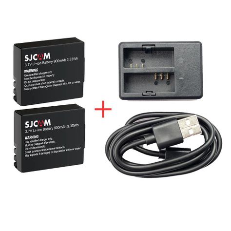 Cargador de baterías DUAL para cámaras deportiva + 2 baterias SJCAM 900mah-1