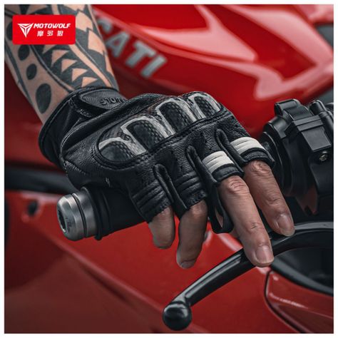 Guantes medio dedo para moto Motowolf 0334-6