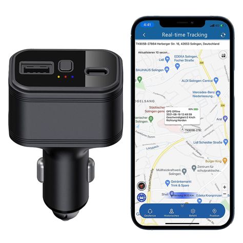 Rastreador GPS y cargador TKSTAR TK818 4G GPS tracker 2 en 1 configurado con SIM-1