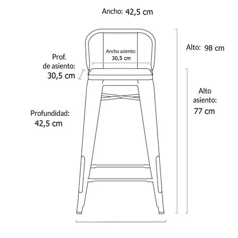 Pack 4 Taburetes Pisos  Metal Tolix asiento madera con respaldo LF5-03HBW - BLANCO-3