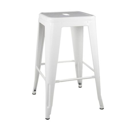 Taburete Piso Metal Tolix para Comedor Bar LF5-03H 66cm - Blanco-0