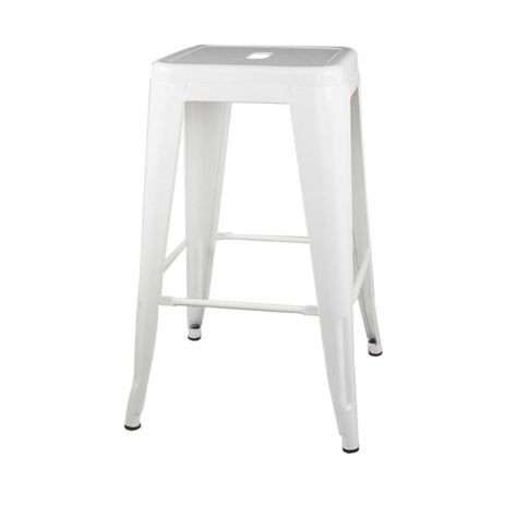 Taburete Piso Metal Tolix para Comedor Bar LF5-03H 66cm - Blanco-2