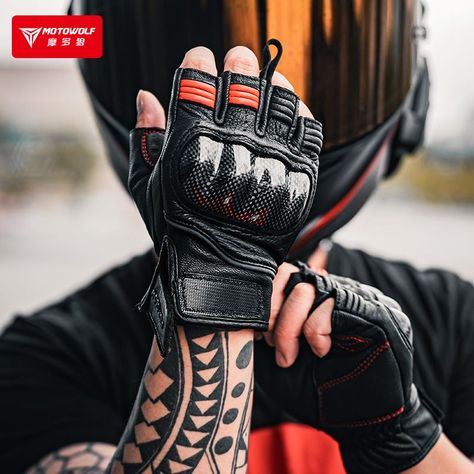 Guantes medio dedo para moto Motowolf 0334-7