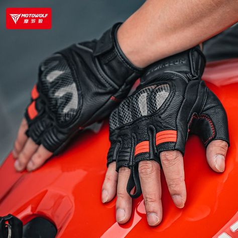 Guantes medio dedo para moto Motowolf 0334-8