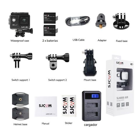 Cámara Deportiva SJCAM SJ4000 AIR 4K WIFI +2 baterias + Cargador LED-4
