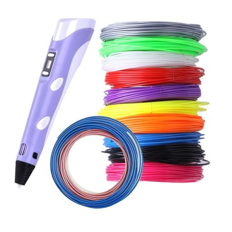 Boligrafo de impresión 3D ABS 3D PEN-2 RP100B LCD 1,75 mm - Purpura + Set filamentos 200m-0