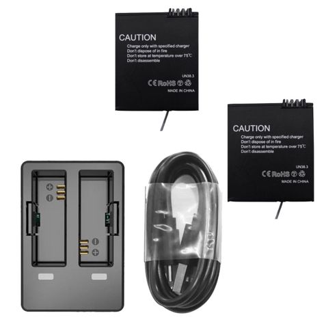 Pack Cargador de baterías Dual y 2 Baterías para cámaras Sjcam SJ10 y SJ11-2