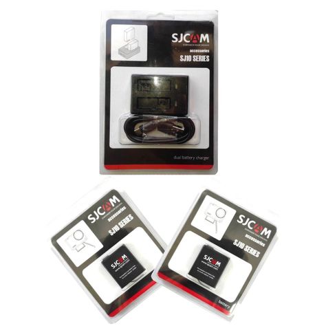 Pack Cargador de baterías Dual y 2 Baterías para cámaras Sjcam SJ10 y SJ11-4