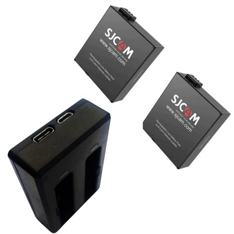 Pack Cargador de baterías Dual y 2 Baterías para cámaras Sjcam SJ10 y SJ11-5