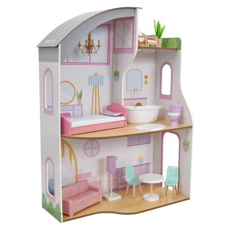 Casa Muñecas Elise De Madera De 2 Pisos, 3 Piezas, Y Accesor-0