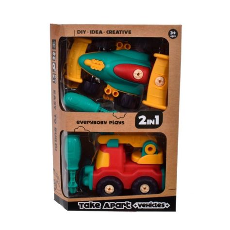 Pack 2 Vehiculos Armables Con Destornillador - Rojo Rojo-0