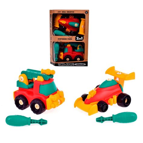 Pack 2 Vehiculos Armables Con Destornillador - Rojo Rojo-3