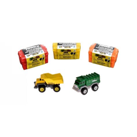 Micro Vehiculo Metalico Tonka De 4 Cms En Cajita Contenedora-2