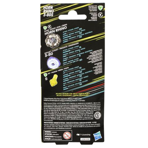 BEYBLADE X BOOSTER SINGLE TOP AST - HORN RHINO 3-80S-3