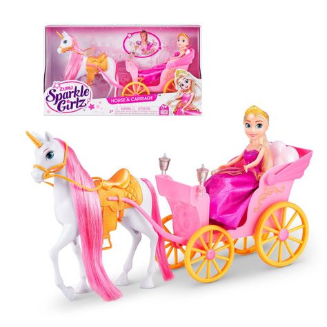 Muñeca Princesa Carruaje Y Caballo Unicornio Sparkle Girlz-0