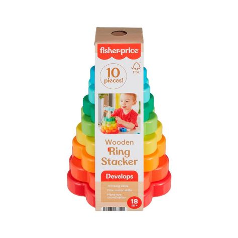FISHER-PRICE JUGUETE PARA BEBÉS ANILLOS APILABLES DE MADERA-0
