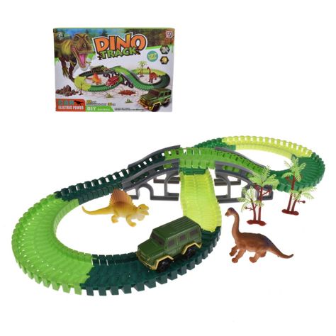 Pista Flexible Dinosaurio 137 Piezas Con Luces-0