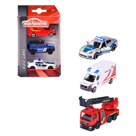 Majorette Emergencia  Set 3 Autos - Police Blanco-0