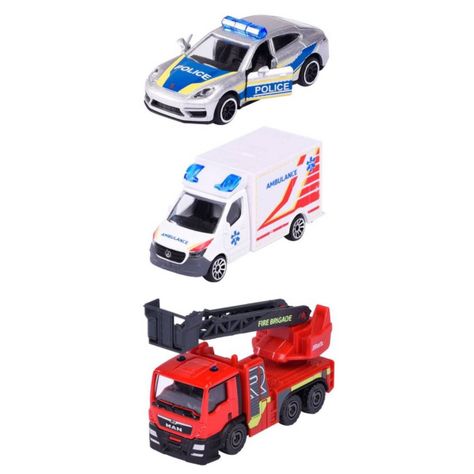 Majorette Emergencia  Set 3 Autos - Police Blanco-1