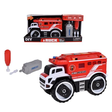 Carro Bomba Armable De 24 Cms Con Luces, Sonido Y Taladro-0