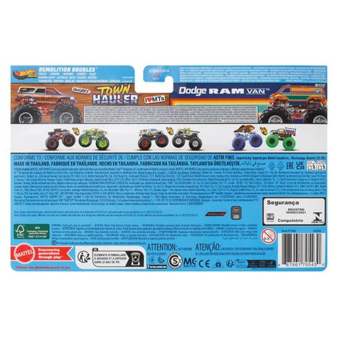 HOT WHEELS MONSTER TRUCKS ESCALA 1:64 - TOWN HAULER VS DODGE RAM VAN-1