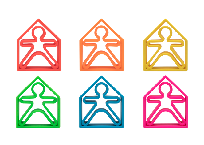 SET DE 6 PERSONAS Y 6 CASAS DE COLORES-1