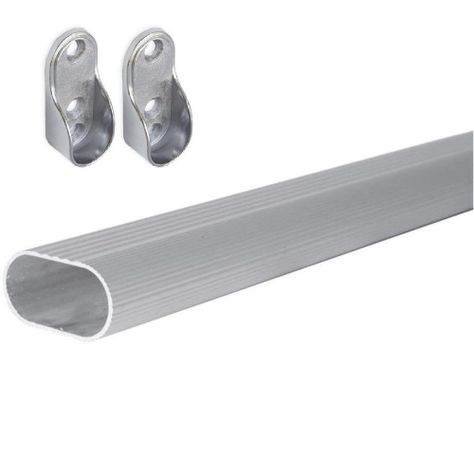 BARRA CLOSET CON SOPORTES 1000MM ALUMINIO PACK-0