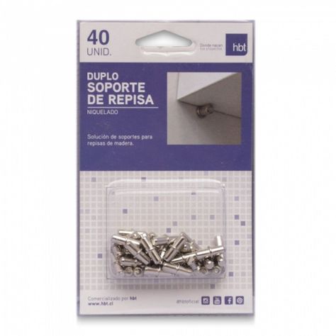 SOPORTE REPISA NIQUELADO DUPLO X40, BLISTER -0