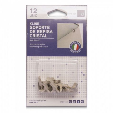 SOPORTE REPISA CRISTAL KLINE NIQUEL PACK X12 BLISTER-0