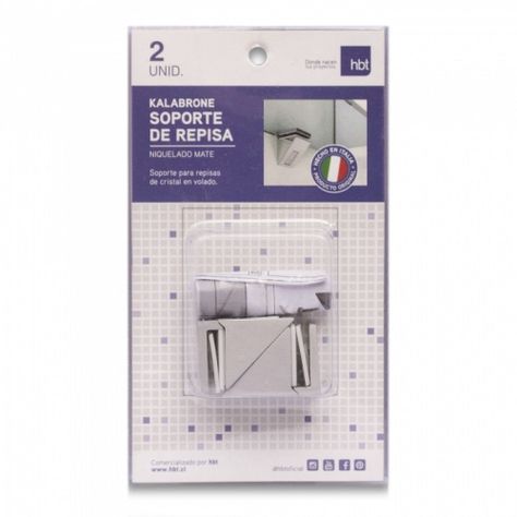 SOPORTE REPISA CRISTAL KALABRONE MINI 5-10MM CROMO X2 BLISTER-0