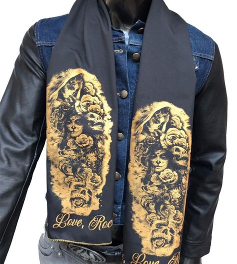Pañuelo Negro Estampado Calavera Katrinas-0
