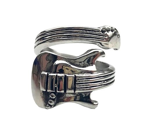Anillo Aleacion Acero Guitarra Tallada N°6-0