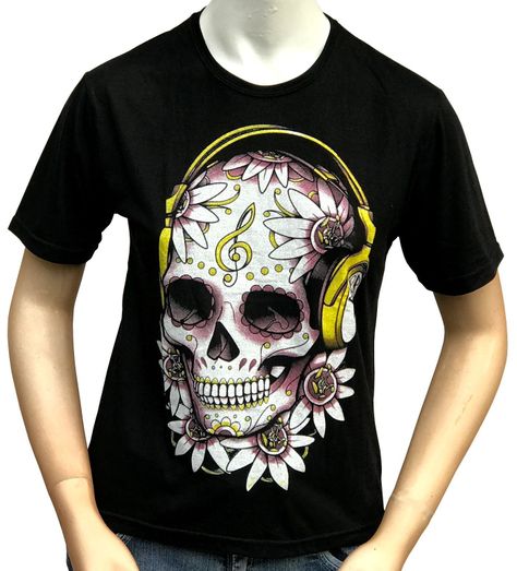 	 Polera Mujer Calavera Audif-0
