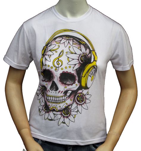 Polera Mujer Calavera Audif-0