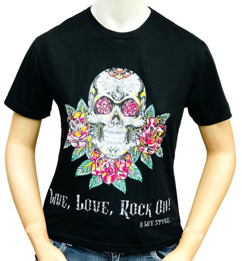 Polera Negra Mujer Calavera Difum-0