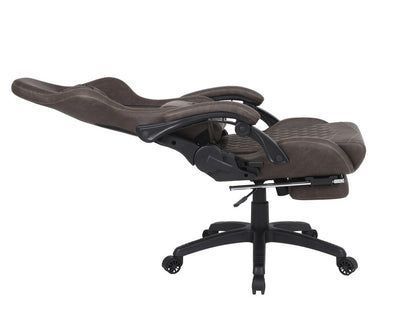 Silla Gamer Krone XL Reclinable + Masaje Lumbar + Apoyapiés - Café-4