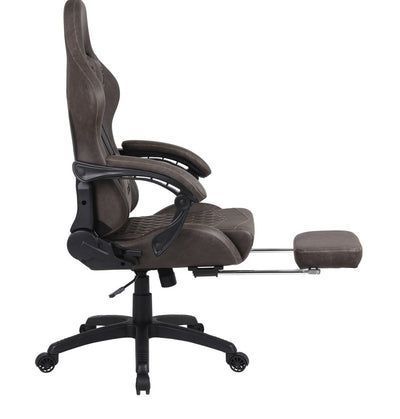 Silla Gamer Krone XL Reclinable + Masaje Lumbar + Apoyapiés - Café-3