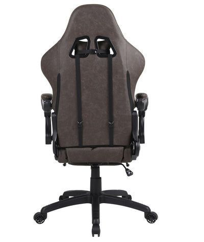 Silla Gamer Krone XL Reclinable + Masaje Lumbar + Apoyapiés - Café-6