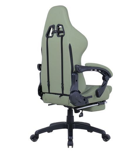 Silla Gamer Krone XL Reclinable + Masaje Lumbar + Apoyapiés Verde-3