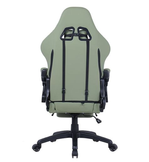 Silla Gamer Krone XL Reclinable + Masaje Lumbar + Apoyapiés Verde-4